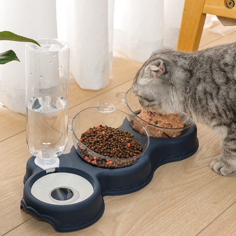 Kat eet uit de Voerbak en waterdispenser voor katten en kleine honden 3-in-1